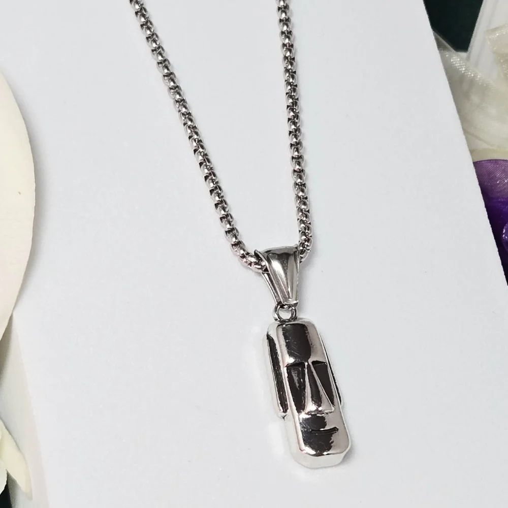 Moai Statue Necklace 316L Stainless Steel Easter Island Tiki Tribal Mens Pendant